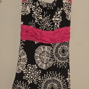 Fashion Bug Black and White Dress with Pink Highlights